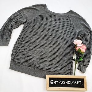 EXPRESS Long sleeve gray top with holes